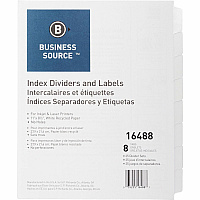 Business Source Unpunched Index Dividers Set 8 Blank Tab(s) - 8 Tab(s)/Set - 8.5