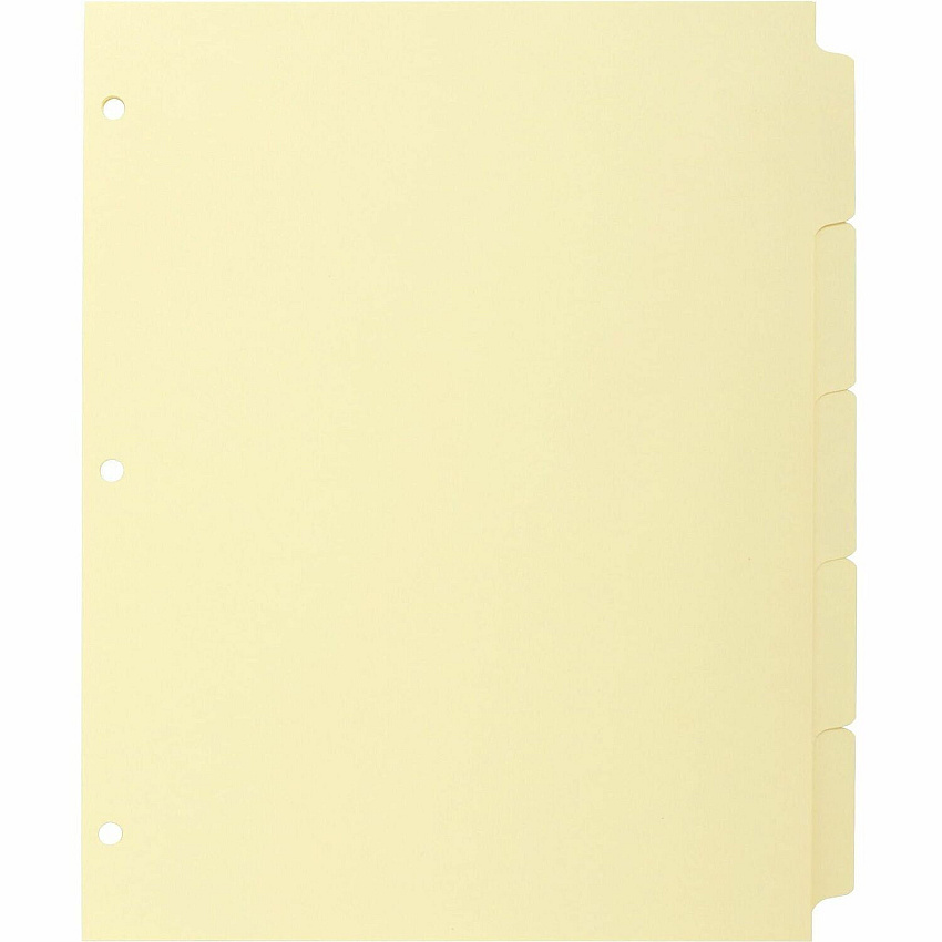 Business Source Mylar-reinforced Plain Tab Indexes 5 Write-on Tab(s) - 5 Tab(s)/Set - 8.5" Divider Width x 11" Divider Length - Letter - 3 Hole Punched - Canary Tab(s) - Hole-punched, Mylar Reinforcement, Mylar Reinforced Edge - 36 / Box (BSN16480)