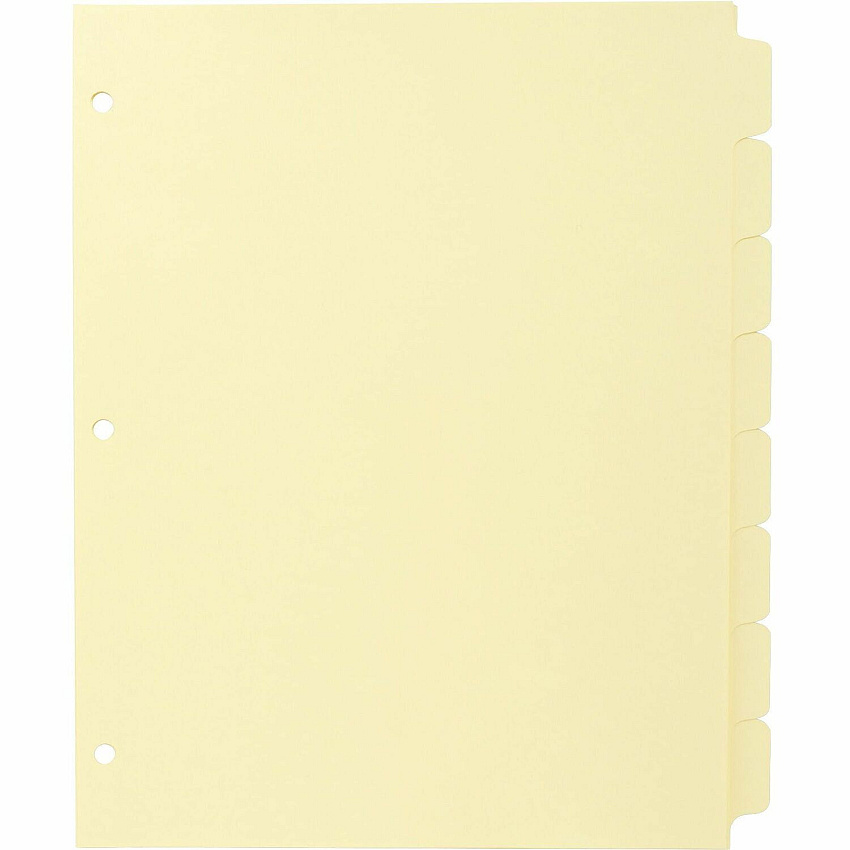 Business Source Mylar-reinforced Plain Tab Indexes 8 Write-on Tab(s) - 8 Tab(s)/Set - 8.5" Divider Width x 11" Divider Length - Letter - 3 Hole Punched - Canary Tab(s) - Hole-punched, Mylar Reinforced Edge - 24 / Box (BSN16481)
