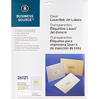 Business Source Clear Return Address Laser Labels 1/2" Height x 1 3/4" Width - Permanent Adhesive - Rectangle - Laser - Clear - Self-adhesive - 80 / Sheet - 2000 / Pack (BSN26121)
