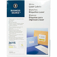 Business Source Bright White Premium-quality Address Labels 1 1/3" Width x 4" Length - Permanent Adhesive - Rectangle - Laser, Inkjet - White - Lignin-free, Jam-free - 14 / Sheet - 250 Total Sheets - 3500 / Pack (BSN26115)