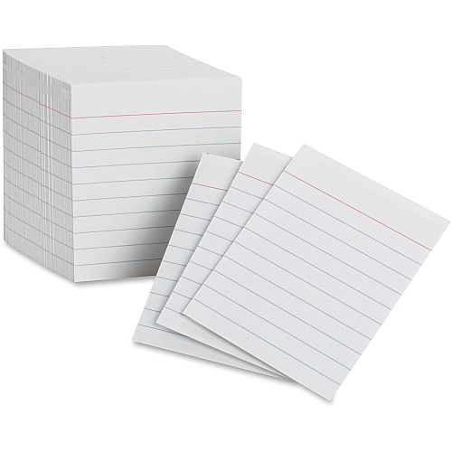 Oxford Mini Ruled Index Cards 200 Sheets - Both Side Ruling Surface - Ruled Red Margin - 85 lb Basis Weight - 3" x 2 1/2" Sheet Size - White Paper - Acid-free - 200 / Pack (10009)
