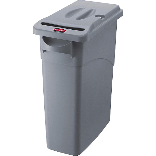 Rubbermaid Commercial Slim Jim Confidential Document Container w/Lid External Dimensions: 11" Width x 22" Depth x 25" Height - 16 gal - Lid Lock Closure - Gray - For Document - 1 Each (9W25LGY)