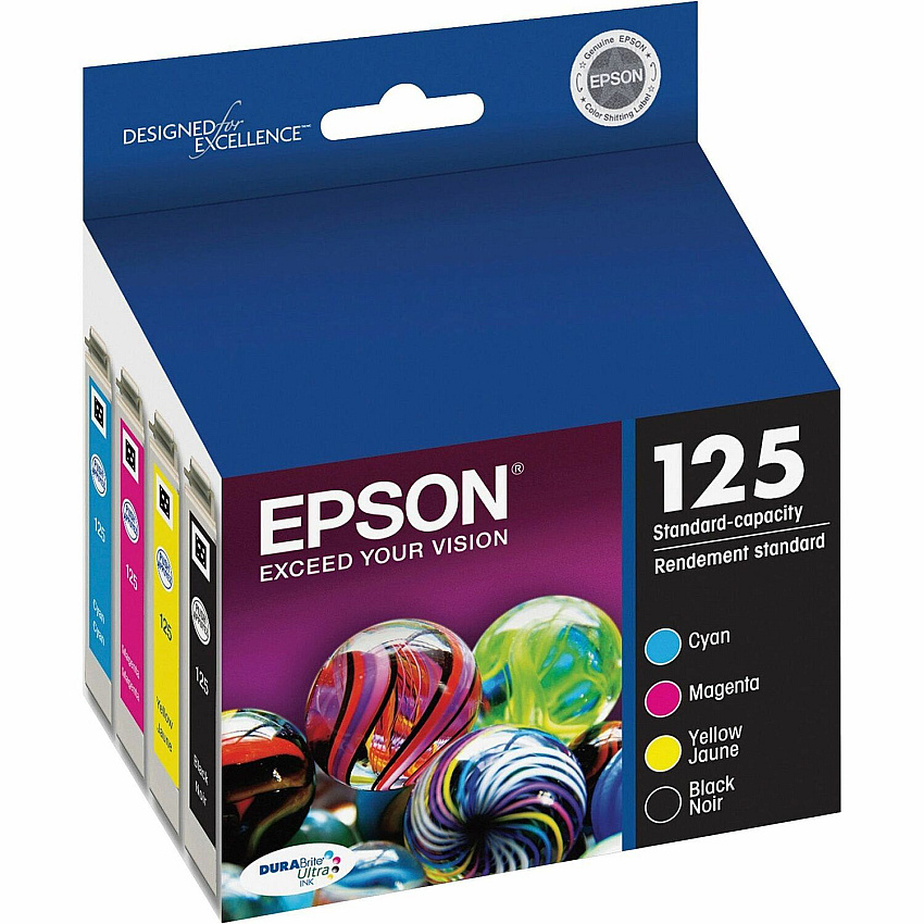 Epson DURABrite 125 Original Ink Cartridge Inkjet - Black, Cyan, Magenta, Yellow - 4 / Pack (T125120BCS)