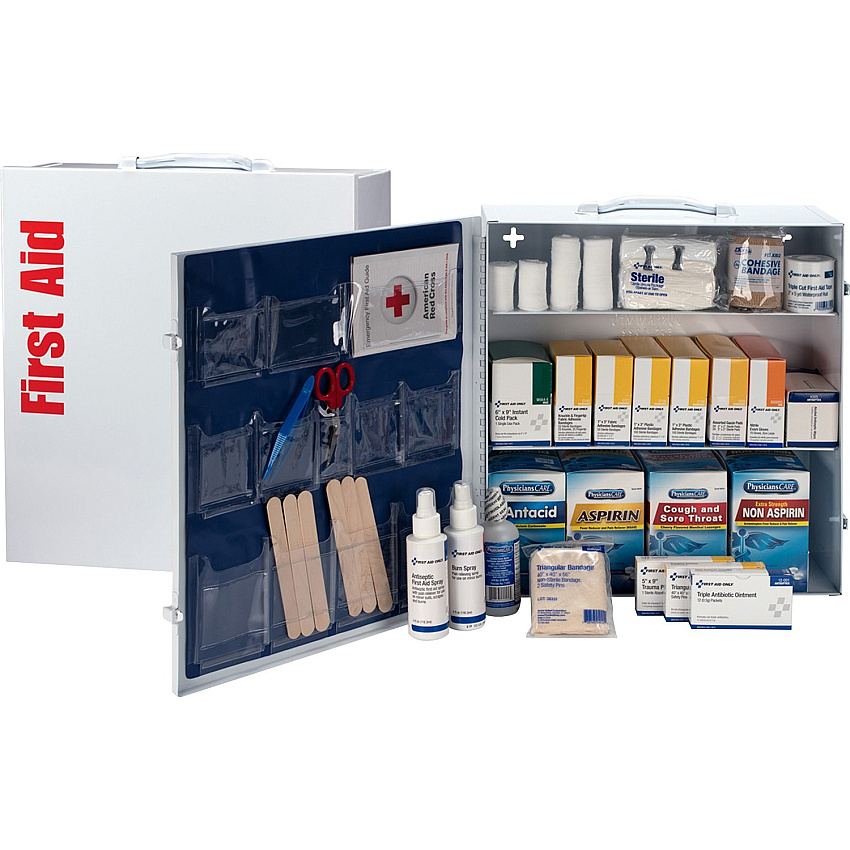 First Aid Only 3-shelf 100-person First Aid Kit 1092 x Piece(s) For 100 x Individual(s) - 16.5" Height x 15" Width x 5.5" Depth - Metal Case - 1 Each (247OP)