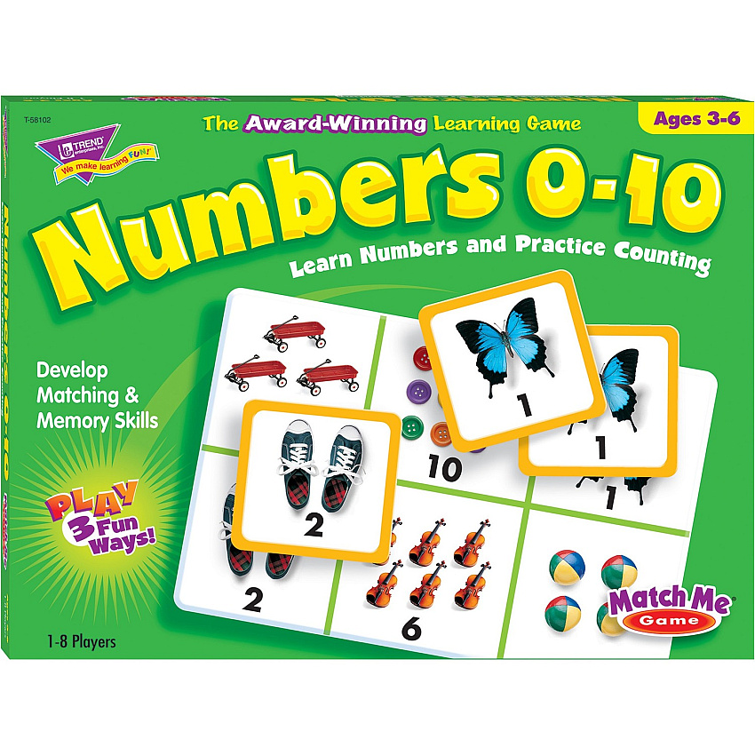 Trend Match Me Numbers 0-10 Learning Game Learning - Educational - 1 to 8 Players - 1 Each (T58102)