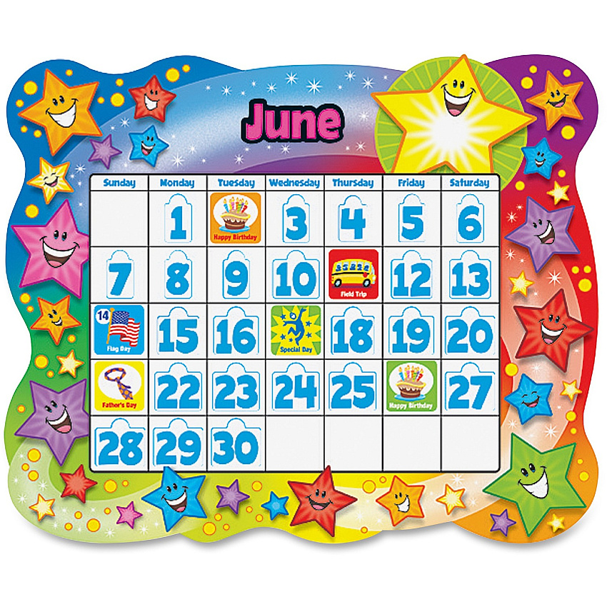 Trend Star Calendar Bulletin Board Set Durable - 26" Height x 31.50" Width - Assorted - 1 Set (T8194)