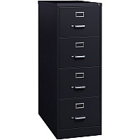 Lorell Fortress Series 26-1/2" Commercial-Grade Vertical File Cabinet 18" Width x 26.5" Depth x 52" Height - 4 x Drawer(s) for File - Legal - Vertical - Lockable, Ball-bearing Suspension, Heavy Duty - Black - Steel - Recycled (LLR60198)