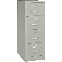 Lorell Fortress Series 26-1/2" Commercial-Grade Vertical File Cabinet 18" Width x 26.5" Depth x 52" Height - 4 x Drawer(s) for File - Legal - Vertical - Lockable, Ball-bearing Suspension, Heavy Duty - Light Gray - Steel - Recycled (LLR60199)