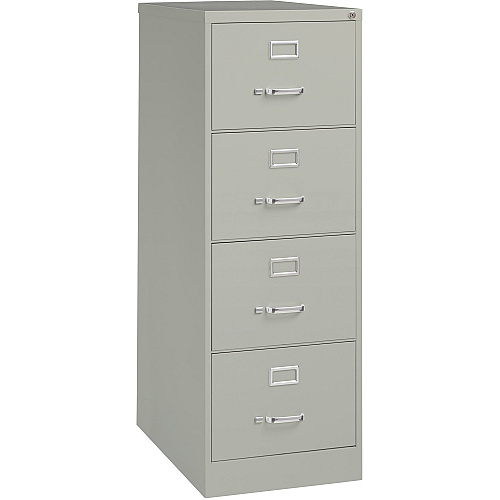Lorell Fortress Series 26-1/2" Commercial-Grade Vertical File Cabinet 18" Width x 26.5" Depth x 52" Height - 4 x Drawer(s) for File - Legal - Vertical - Lockable, Ball-bearing Suspension, Heavy Duty - Light Gray - Steel - Recycled (LLR60199)