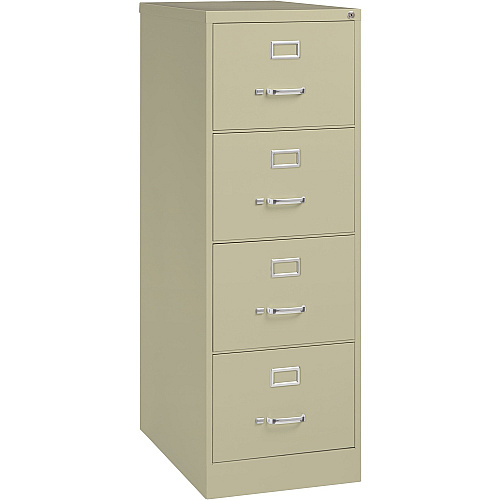Lorell Fortress Series 26-1/2" Commercial-Grade Vertical File Cabinet 18" Width x 26.5" Depth x 52" Height - 4 x Drawer(s) for File - Legal - Vertical - Lockable, Ball-bearing Suspension, Heavy Duty - Putty - Steel - Recycled (LLR60197)