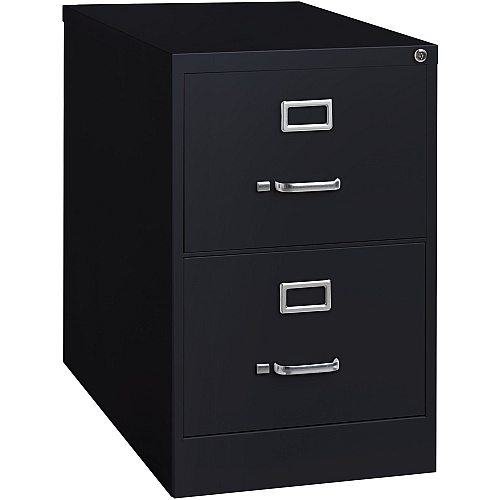 Lorell Fortress Series 26-1/2" Commercial-Grade Vertical File Cabinet 18" Width x 26.5" Depth x 28.4" Height - 2 x Drawer(s) for File - Legal - Vertical - Lockable, Ball-bearing Suspension, Heavy Duty - Black - Steel - Recycled (LLR60661)