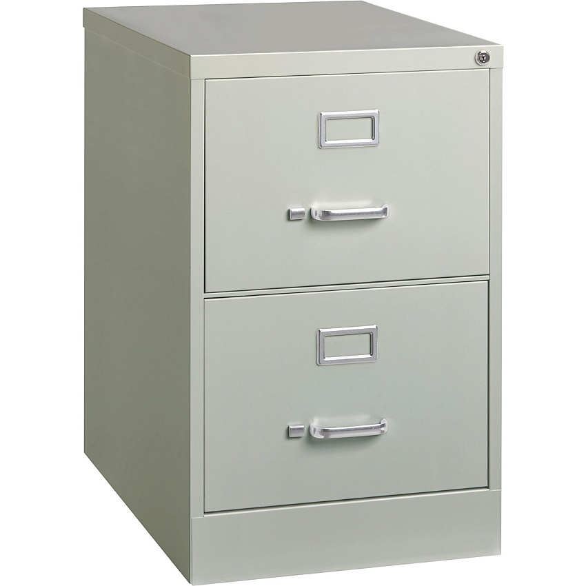 Lorell Fortress Series 26-1/2" Commercial-Grade Vertical File Cabinet 18" Width x 26.5" Depth x 28.4" Height - 2 x Drawer(s) for File - Legal - Vertical - Lockable, Ball-bearing Suspension, Heavy Duty - Light Gray - Steel - Recycled (LLR60662)