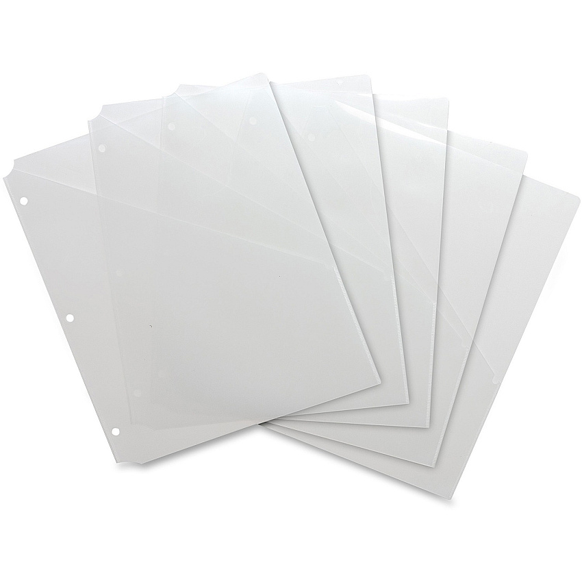 Business Source Poly Binder Pockets 40 x Sheet Capacity - For Letter 8 1/2" x 11" Sheet - 3 x Holes - Rectangular - Clear - Polypropylene - 5 / Pack (BSN32375)