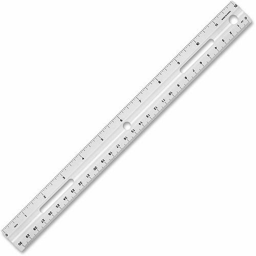 Business Source 12" Ruler 12" Length x 1.3" Width - 1/16 Graduations - Metric, Imperial Measuring System - Plastic - White - 1 Each (BSN32365)