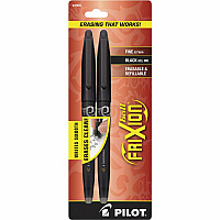 Pilot FriXion Ball Erasable Gel Pens 0.7 mm Fine Pen Point - Erasable - Black Ink - Gel-based - Black Barrel - 2 / Pack (31553)