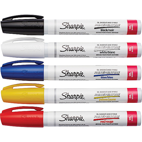 Sharpie Oil-Based Paint Marker - Medium Point Medium Marker Point - Assorted Ink - Oil Based - 5 / Pack (34971PP)
