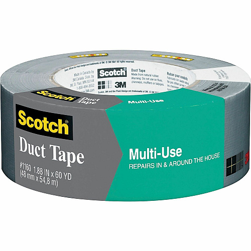 Scotch Multi-Use Duct Tape 60 yd Length x 1.88" Width - 3" Core - Gray - Water Proof - For Repairing, Wrapping, Multipurpose - 1 Roll (1160A)
