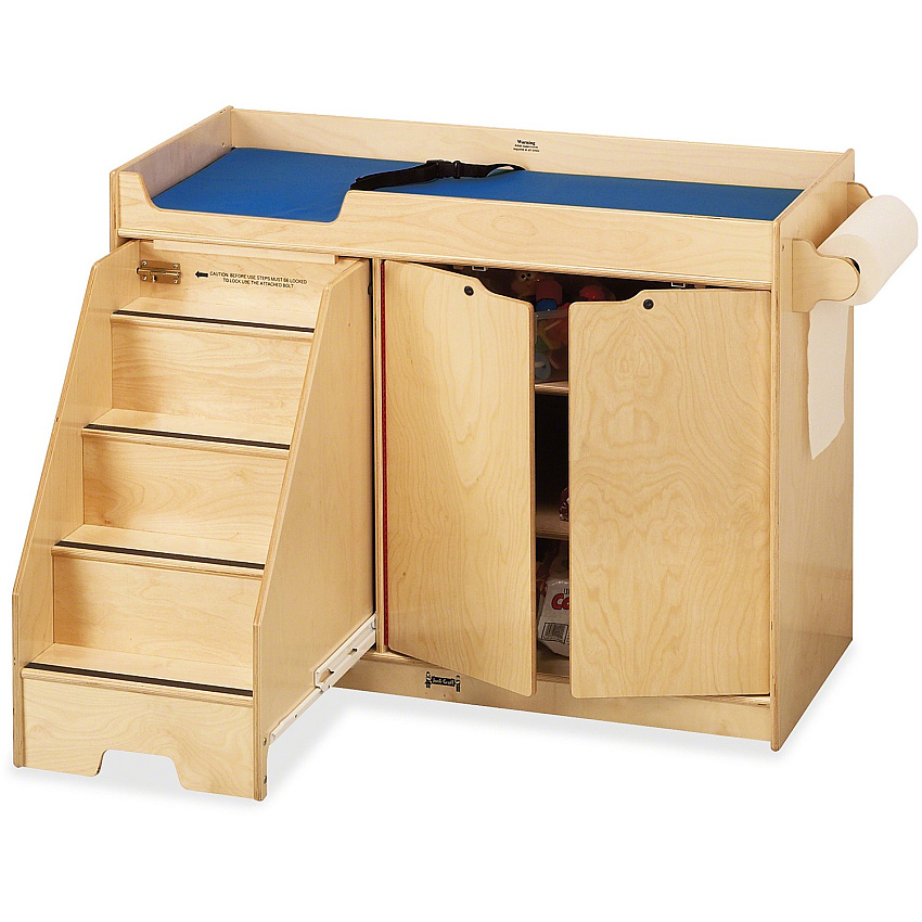 Jonti-Craft Pull-out Stairs Changing Table 3 Shelf(ves) - 39" Height x 48" Width x 22.50" Depth - Assembly Required - Acrylic, Baltic - 1 Each (5131JC)
