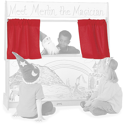 Jonti-Craft Imagination Station Curtains Accessory For Puppet Stand - 1 Each - Red (0723JC)