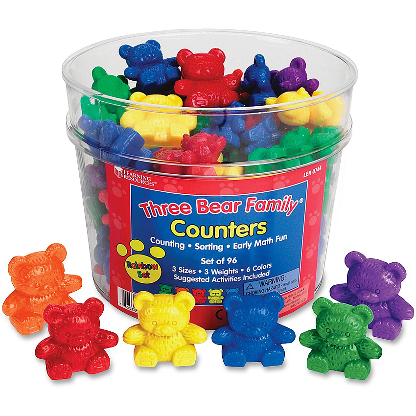 Three Bear Family Counters Set Learning Theme/Subject - Skill Learning: Size Differentiation - 96 x Bear Shape - Assorted - Plastic - 96 / Set (LER0744)