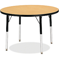 Jonti-Craft Berries Elementary Height Color Top Round Table Laminated Round, Oak Top - Four Leg Base - 4 Legs - Height Adjustable - 15" to 24" Adjustment x 1.13" Table Top Thickness x 36" Table Top Diameter - Art, Craft - Assembly Required -  (6488JCE210)