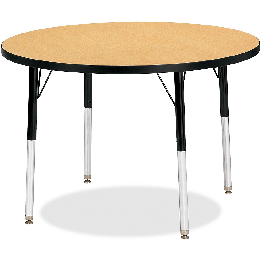 Jonti-Craft Berries Elementary Height Color Top Round Table Laminated Round, Oak Top - Four Leg Base - 4 Legs - Height Adjustable - 15" to 24" Adjustment x 1.13" Table Top Thickness x 36" Table Top Diameter - Art, Craft - Assembly Required -  (6488JCE210)