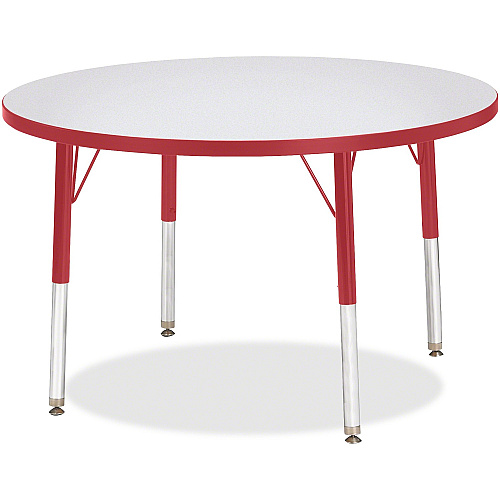 Jonti-Craft Berries Elementary Height Color Edge Round Table Gray Round Top - Four Leg Base - 4 Legs - Height Adjustable - 24" to 31" Adjustment x 1.13" Table Top Thickness x 36" Table Top Diameter - Art, Craft - Assembly Required - Freckled  (6488JCE008)