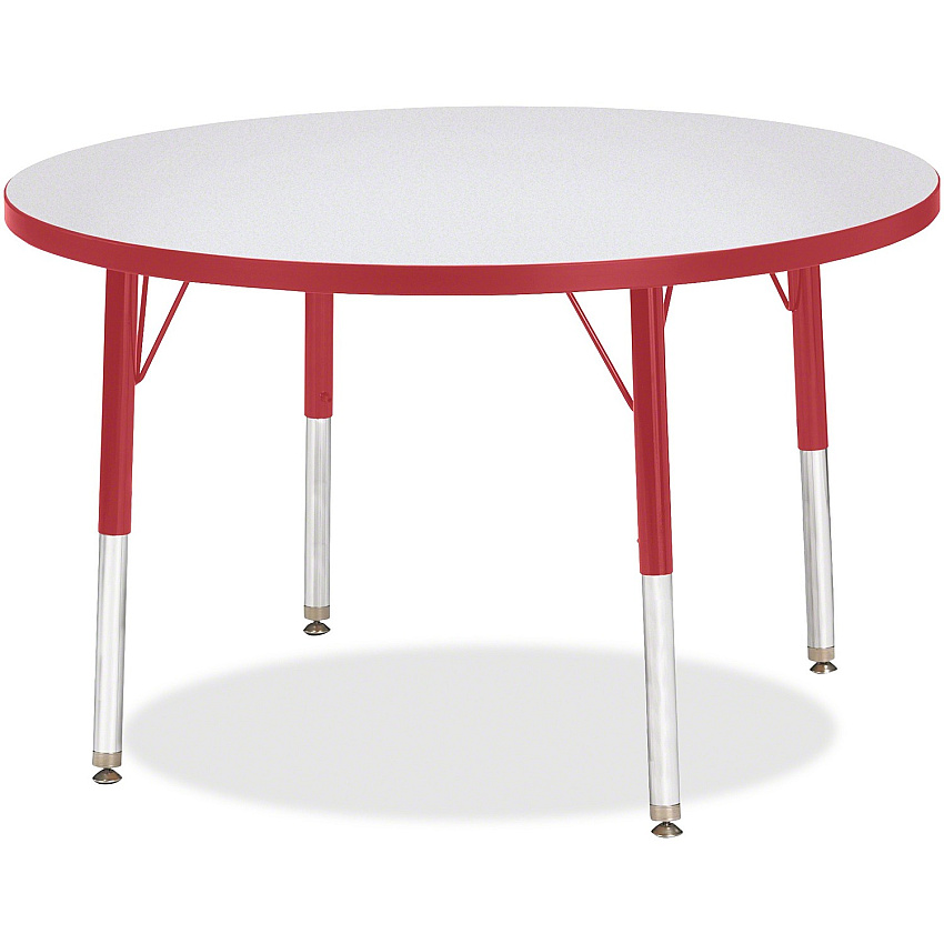 Jonti-Craft Berries Elementary Height Color Edge Round Table Gray Round Top - Four Leg Base - 4 Legs - Height Adjustable - 24" to 31" Adjustment x 1.13" Table Top Thickness x 36" Table Top Diameter - Art, Craft - Assembly Required - Freckled  (6488JCE008)