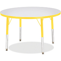 Jonti-Craft Berries Elementary Height Color Edge Round Table Gray Round Top - Four Leg Base - 4 Legs - Height Adjustable - 24" to 31" Adjustment x 1.13" Table Top Thickness x 36" Table Top Diameter - Art, Craft - Assembly Required - Freckled  (6488JCE007)