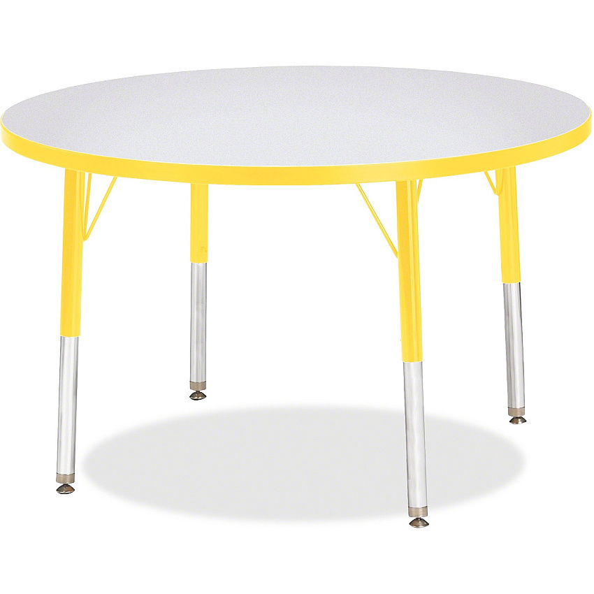 Jonti-Craft Berries Elementary Height Color Edge Round Table Gray Round Top - Four Leg Base - 4 Legs - Height Adjustable - 24" to 31" Adjustment x 1.13" Table Top Thickness x 36" Table Top Diameter - Art, Craft - Assembly Required - Freckled  (6488JCE007)