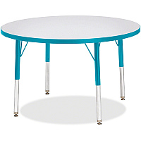 Jonti-Craft Berries Elementary Height Color Edge Round Table Gray Round Top - Four Leg Base - 4 Legs - Height Adjustable - 24" to 31" Adjustment x 1.13" Table Top Thickness x 36" Table Top Diameter - Art, Craft - Assembly Required - Freckled  (6488JCE005)