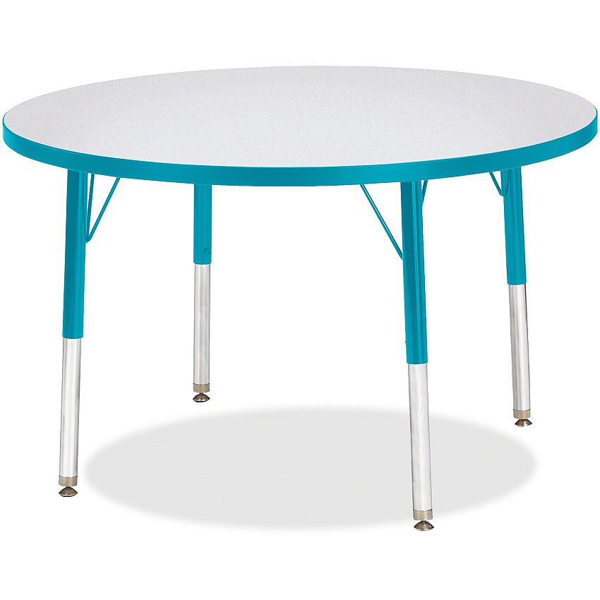 Jonti-Craft Berries Elementary Height Color Edge Round Table Gray Round Top - Four Leg Base - 4 Legs - Height Adjustable - 24" to 31" Adjustment x 1.13" Table Top Thickness x 36" Table Top Diameter - Art, Craft - Assembly Required - Freckled  (6488JCE005)