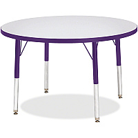 Jonti-Craft Berries Elementary Height Color Edge Round Table Gray Round Top - Four Leg Base - 4 Legs - Height Adjustable - 24" to 31" Adjustment x 1.13" Table Top Thickness x 36" Table Top Diameter - Art, Craft - Assembly Required - Freckled  (6488JCE004)