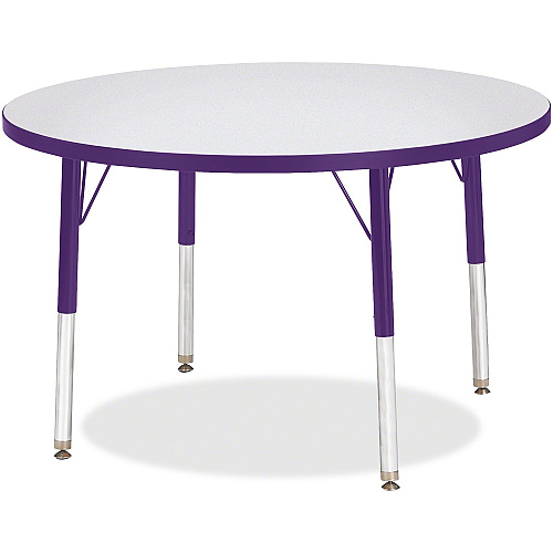 Jonti-Craft Berries Elementary Height Color Edge Round Table Gray Round Top - Four Leg Base - 4 Legs - Height Adjustable - 24" to 31" Adjustment x 1.13" Table Top Thickness x 36" Table Top Diameter - Art, Craft - Assembly Required - Freckled  (6488JCE004)