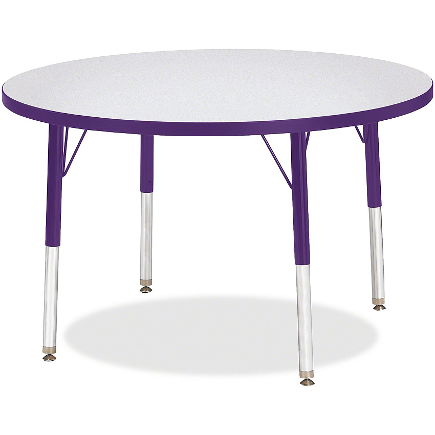 Jonti-Craft Berries Elementary Height Color Edge Round Table Gray Round Top - Four Leg Base - 4 Legs - Height Adjustable - 24" to 31" Adjustment x 1.13" Table Top Thickness x 36" Table Top Diameter - Art, Craft - Assembly Required - Freckled  (6488JCE004)