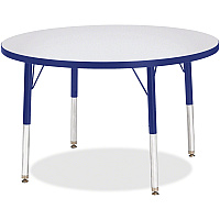 Jonti-Craft Berries Elementary Height Color Edge Round Table Blue Round Top - Four Leg Base - 4 Legs - Height Adjustable - 24" to 31" Adjustment x 1.13" Table Top Thickness x 36" Table Top Diameter - Art, Craft - Assembly Required - Freckled  (6488JCE003)