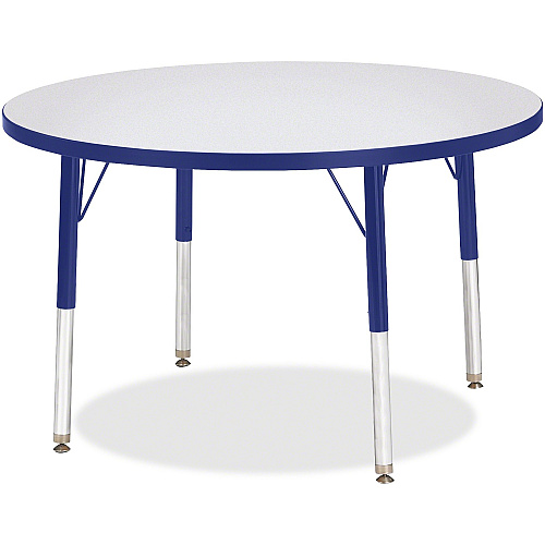 Jonti-Craft Berries Elementary Height Color Edge Round Table Blue Round Top - Four Leg Base - 4 Legs - Height Adjustable - 24" to 31" Adjustment x 1.13" Table Top Thickness x 36" Table Top Diameter - Art, Craft - Assembly Required - Freckled  (6488JCE003)