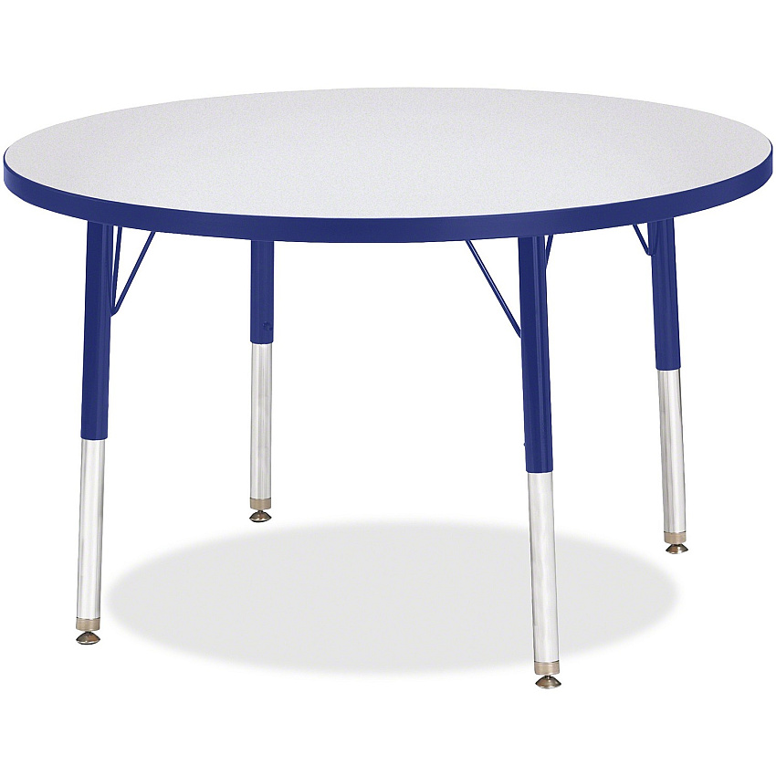 Jonti-Craft Berries Elementary Height Color Edge Round Table Blue Round Top - Four Leg Base - 4 Legs - Height Adjustable - 24" to 31" Adjustment x 1.13" Table Top Thickness x 36" Table Top Diameter - Art, Craft - Assembly Required - Freckled  (6488JCE003)