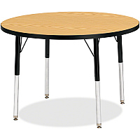 Jonti-Craft Berries Adult Height Color Top Round Table Black Oak Round, Laminated Top - Four Leg Base - 4 Legs - Height Adjustable - 24" to 31" Adjustment x 1.13" Table Top Thickness x 36" Table Top Diameter - 31" Height - Art, Craft - Assemb (6488JCA210)