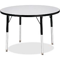 Jonti-Craft Berries Adult Height Color Edge Round Table Black Round, Laminated Top - Four Leg Base - 4 Legs - Height Adjustable - 24" to 31" Adjustment x 1.13" Table Top Thickness x 36" Table Top Diameter - 31" Height - Art, Craft - Assembly  (6488JCA180)