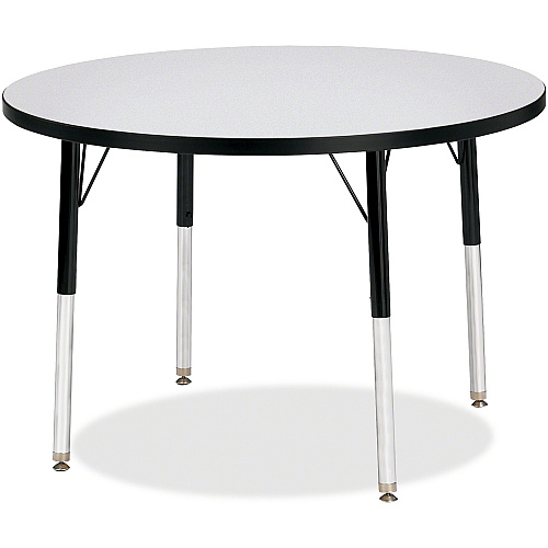 Jonti-Craft Berries Adult Height Color Edge Round Table Black Round, Laminated Top - Four Leg Base - 4 Legs - Height Adjustable - 24" to 31" Adjustment x 1.13" Table Top Thickness x 36" Table Top Diameter - 31" Height - Art, Craft - Assembly  (6488JCA180)