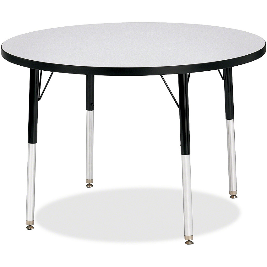 Jonti-Craft Berries Adult Height Color Edge Round Table Black Round, Laminated Top - Four Leg Base - 4 Legs - Height Adjustable - 24" to 31" Adjustment x 1.13" Table Top Thickness x 36" Table Top Diameter - 31" Height - Art, Craft - Assembly  (6488JCA180)