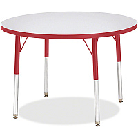 Jonti-Craft Berries Adult Height Color Edge Round Table Laminated Round, Red Top - Four Leg Base - 4 Legs - Height Adjustable - 24" to 31" Adjustment x 1.13" Table Top Thickness x 36" Table Top Diameter - 31" Height - Art, Craft - Assembly Re (6488JCA008)