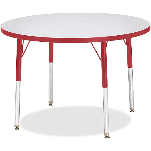 Jonti-Craft Berries Adult Height Color Edge Round Table Laminated Round, Red Top - Four Leg Base - 4 Legs - Height Adjustable - 24" to 31" Adjustment x 1.13" Table Top Thickness x 36" Table Top Diameter - 31" Height - Art, Craft - Assembly Re (6488JCA008)