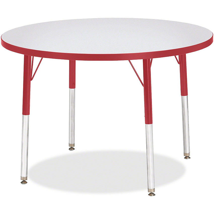 Jonti-Craft Berries Adult Height Color Edge Round Table Laminated Round, Red Top - Four Leg Base - 4 Legs - Height Adjustable - 24" to 31" Adjustment x 1.13" Table Top Thickness x 36" Table Top Diameter - 31" Height - Art, Craft - Assembly Re (6488JCA008)