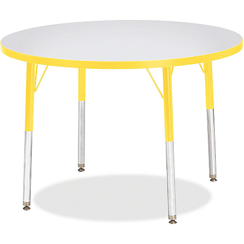 Jonti-Craft Berries Adult Height Color Edge Round Table Laminated Round, Yellow Top - Four Leg Base - 4 Legs - Height Adjustable - 24" to 31" Adjustment x 1.13" Table Top Thickness x 36" Table Top Diameter - 31" Height - Art, Craft - Assembly (6488JCA007)