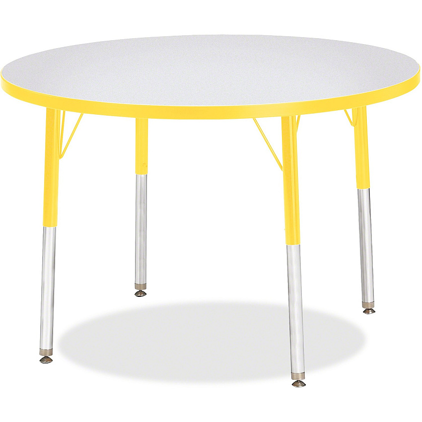 Jonti-Craft Berries Adult Height Color Edge Round Table Laminated Round, Yellow Top - Four Leg Base - 4 Legs - Height Adjustable - 24" to 31" Adjustment x 1.13" Table Top Thickness x 36" Table Top Diameter - 31" Height - Art, Craft - Assembly (6488JCA007)