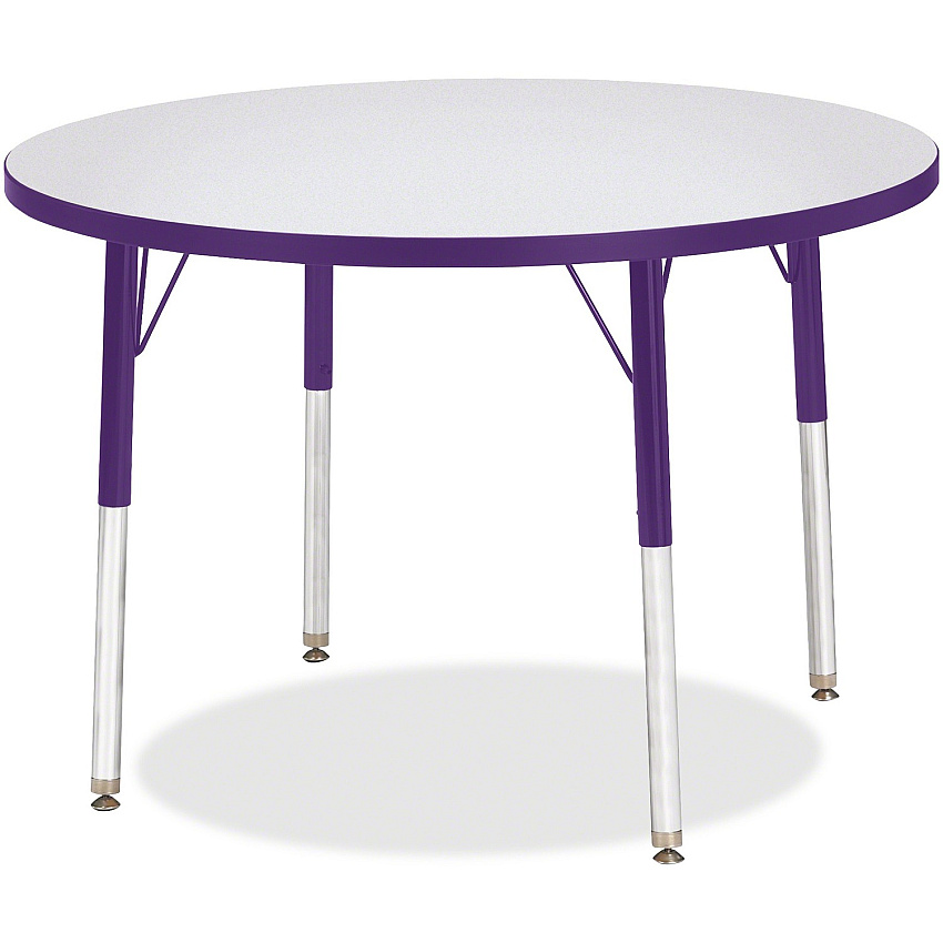 Jonti-Craft Berries Adult Height Color Edge Round Table Laminated Round, Purple Top - Four Leg Base - 4 Legs - Height Adjustable - 24" to 31" Adjustment x 1.13" Table Top Thickness x 36" Table Top Diameter - 31" Height - Art, Craft - Assembly (6488JCA004)