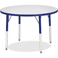 Jonti-Craft Berries Adult Height Color Edge Round Table Blue Round, Laminated Top - Four Leg Base - 4 Legs - Height Adjustable - 24" to 31" Adjustment x 1.13" Table Top Thickness x 36" Table Top Diameter - 31" Height - Art, Craft - Assembly R (6488JCA003)